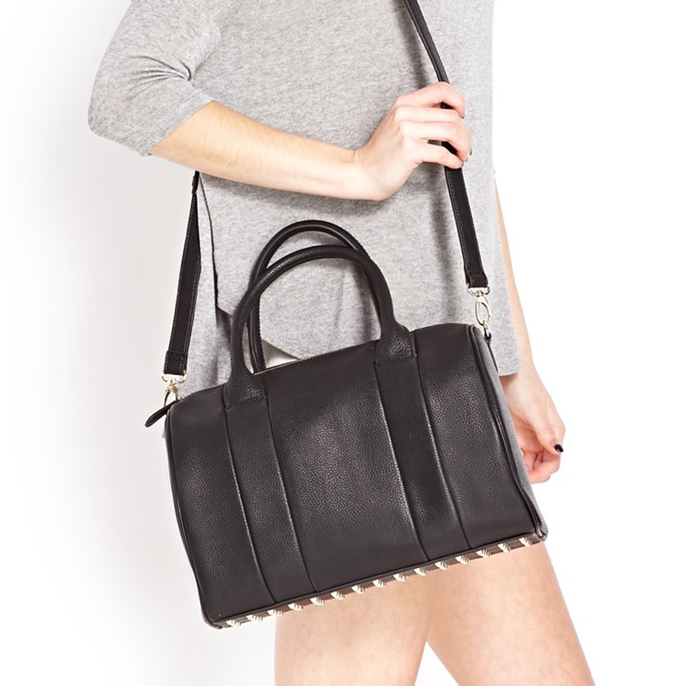 Forever 21 Faux Leather Studded Barrel Bag